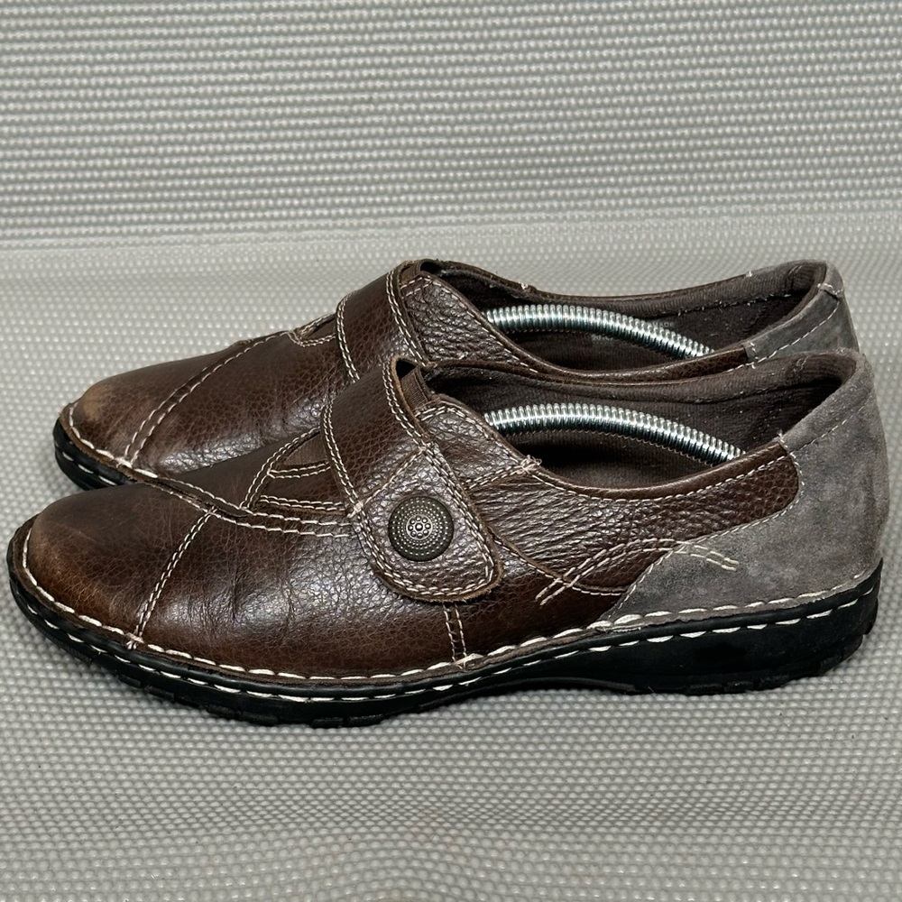 Earth Origins Slip On Evelyn 2014-F Leather Shoes Brown Women’s 8.5